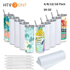 HTVRONT 4/8/12/16 Pcs 20 OZ Stainless Sublimation Tumblers Skinny Straight Sublimate Tumbler Blank DIY Mugs Cups Sippy Bottle