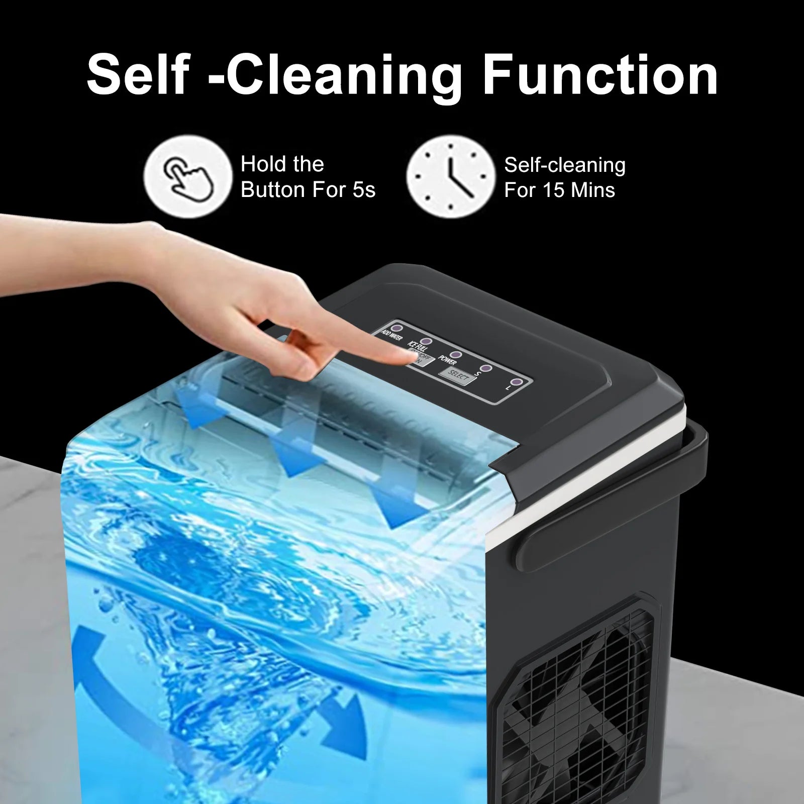 Loefme Desktop Fully Automatic Bullet Shaped Ice Maker 12kg/24h Fast Ice Making Suitable For Home Automatic Cleaning Ice Machine