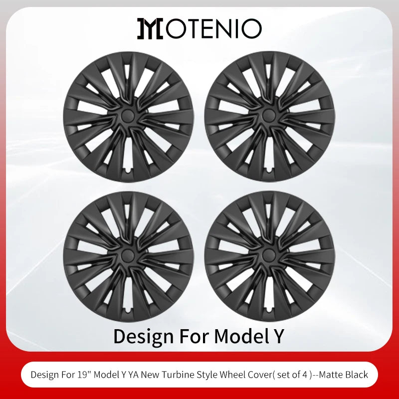 4PCS Hubcap for Model Y 2020-2024 19 Inch New Turbine Style Silver Black Cover Hub Cap Replacement Wheel Cap Design for Tesla