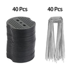40PCS Garden Pegs U-shaped Ground Pegs Heavy Duty Metal Pins Spikes Ground Staple with 30pcs Buffer Washers for Securing Weed