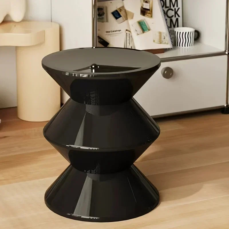 Chic Shoe Changing Stool, Elegant Hourglass Shaped Round Stool Perfect for Living Room & Bedroom - Available in White/Black