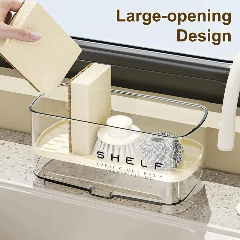 New Kitchen Sink Caddy; Wall-mounted Sponge Holder; Household Faucet Storage Gadget; Drain Design; 1pc Rag Rack.