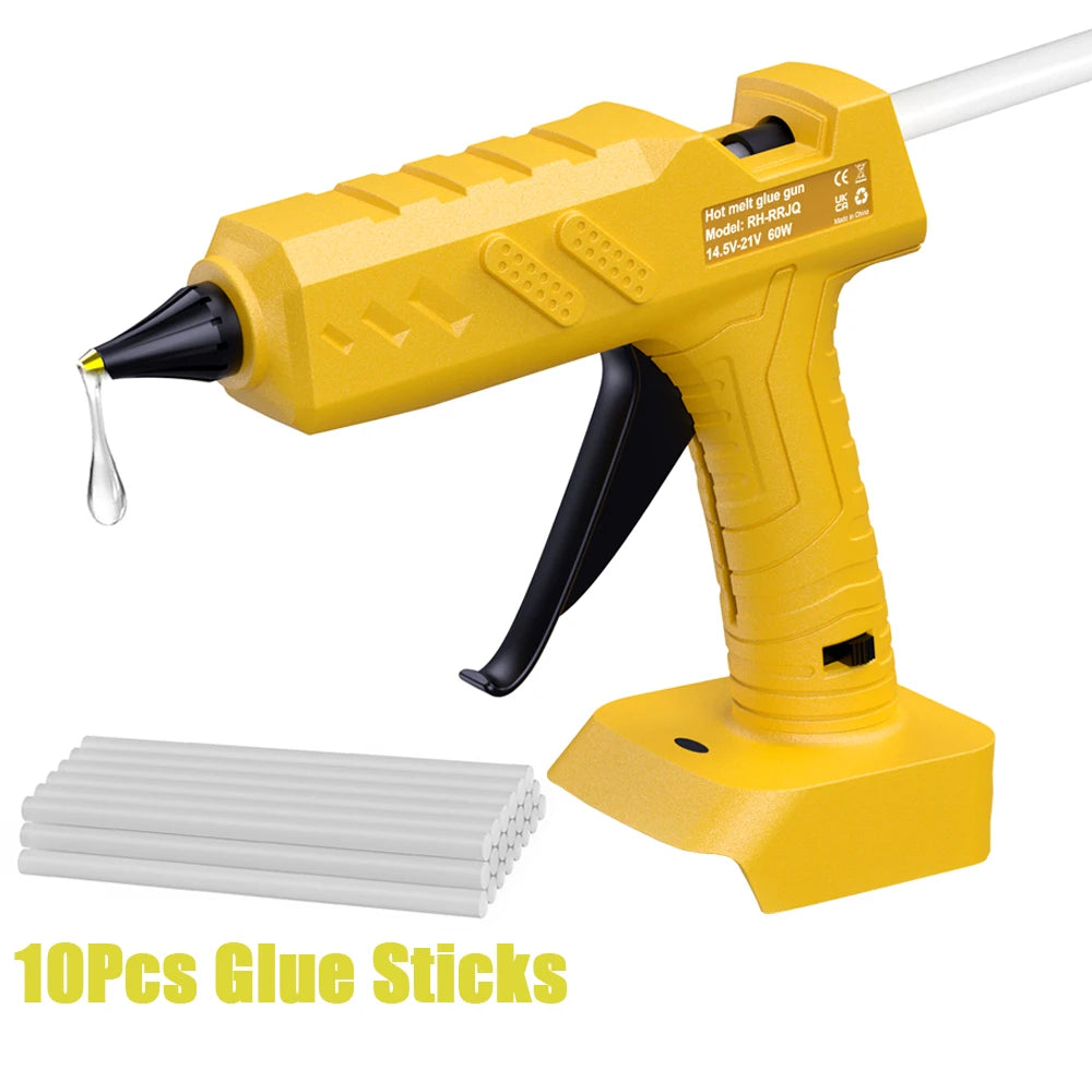 80W Electric Cordless Hot Glue Gun Portable Rechargeable For Dewalt 18V Battery With 11mm Glue Sticks For Home DIY Repair Tool