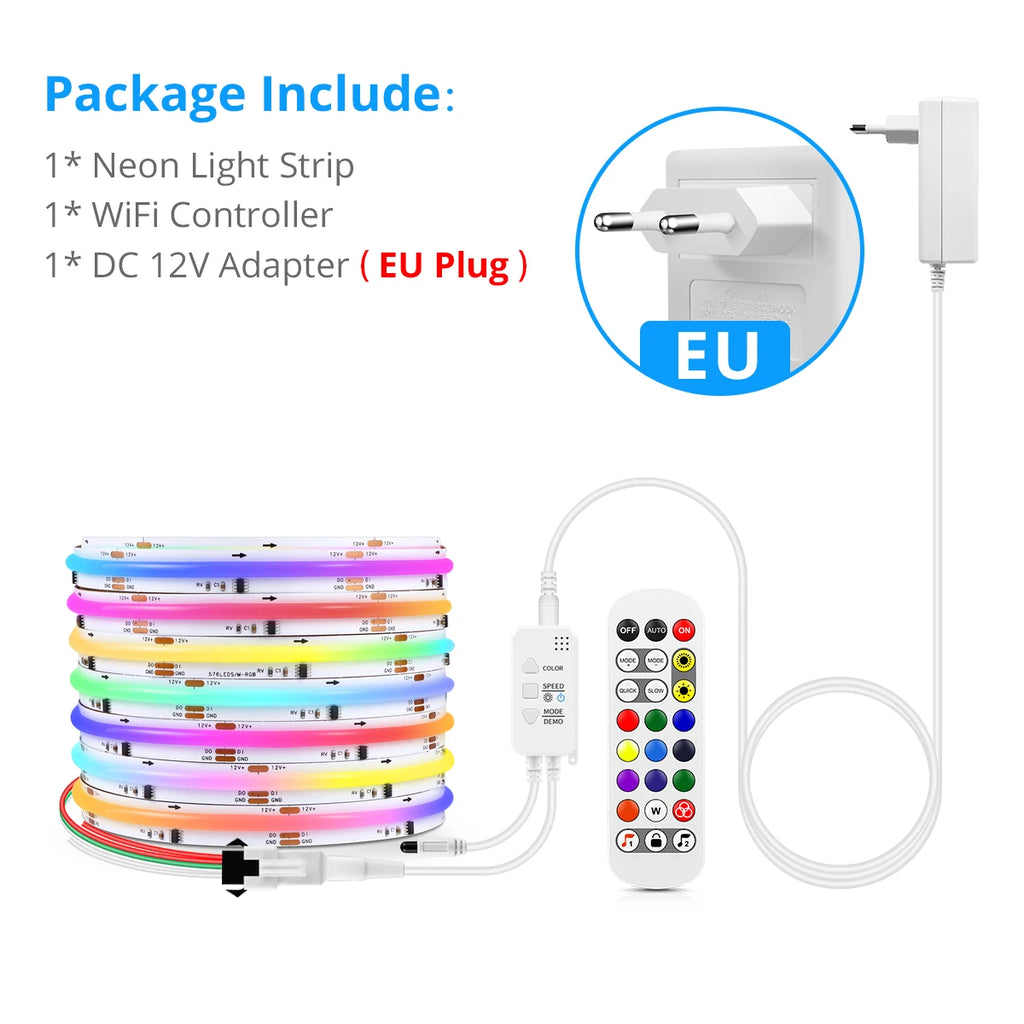 Smart Home WS2811 WiFi RGBIC COB LED Strip Light DC12V 1/2/3/5M Addressable Neon Tape Room Decor Work With Tuya/Smart Life Alexa