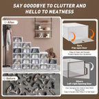 20Pcs Foldable Shoe Storage Boxes with Lids Transparent Stackable Containers Drawer Style PP Plastic Shoe Organizers