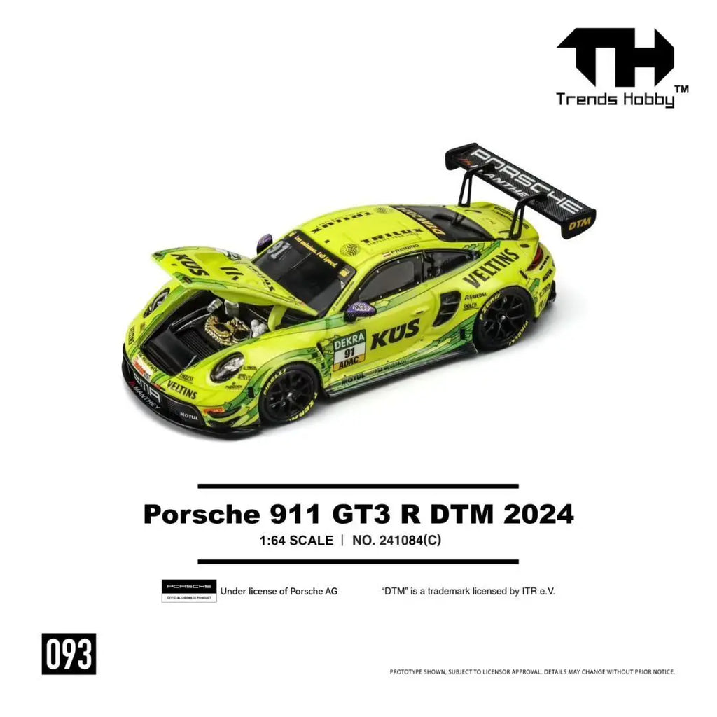 Trence Hobby 1:64 Porsche 911 GT3 R DTM 2024 Openable Hood Diecast Diorama Car Model Toys TH