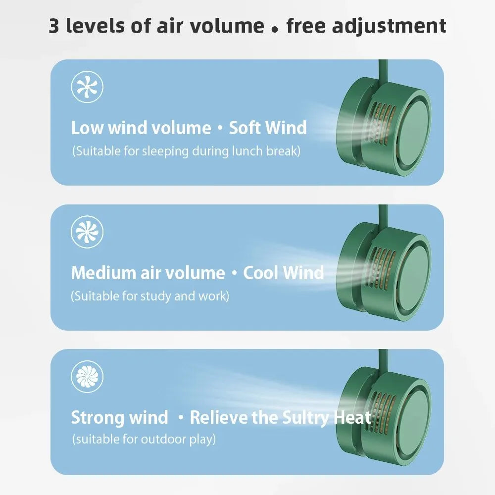 USB Mini Portable Fan Outdoor Cold Fan Hands Free Neck Fan Hanging Rec