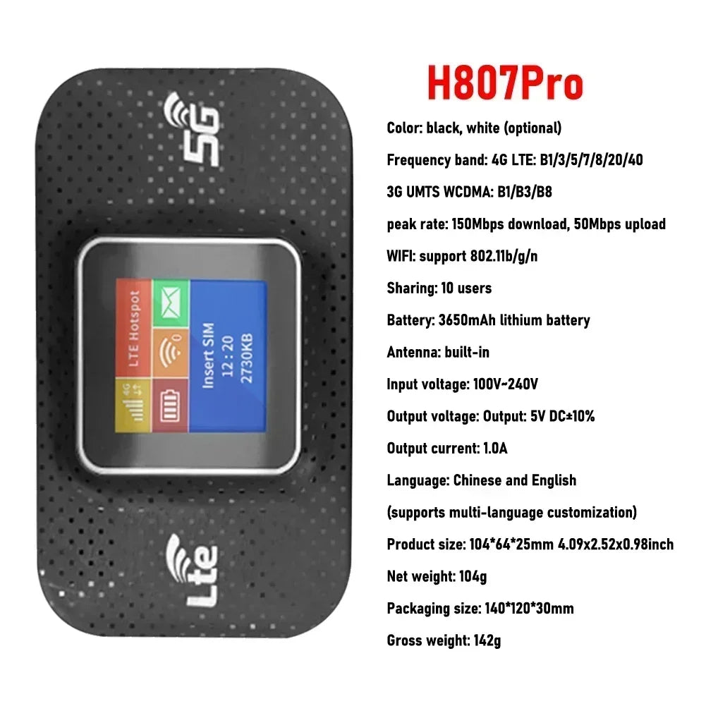 4G 5G WiFi 6 Mobile Hotspot Router Support 10 Users with SIM Card Slot Wireless Router Portable WiFi Hotspot for Home Travel
