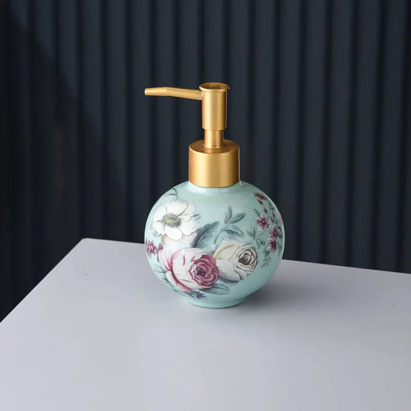 300ml Ceramic Sub-bottle Color Flower and Bird Decoration Container Bathroom Accessories Home Shampoo Makeup Remover Container