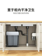 Kitchen embedded trash can cabinet food waste double bucket classification household with lid pull basket hidden cleaning bucket