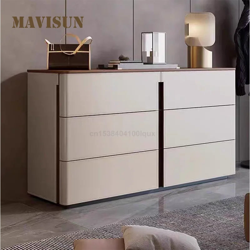 Mid Century Modern 120cm Wood Dresser 6 Drawers Movable Extension Practical Bedroom Furniture Home Decoration Wooden Dresser