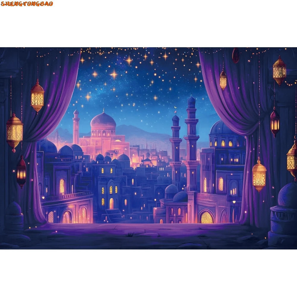 Arabian Moroccan Nights Photography Backdrop Aladdin Birthday Party Decor Banner Baby Shower Photo Background Photobooth Props