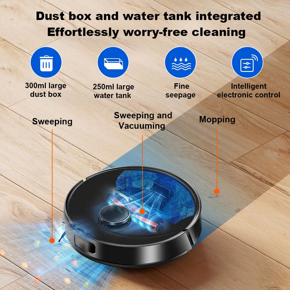 Liectroux M70 Pro Lidar Robot 3200mAh Vacuum Cleaner with Self-emptying Dustbin Multi-floor Map Storage 6500Pa Strong Suction