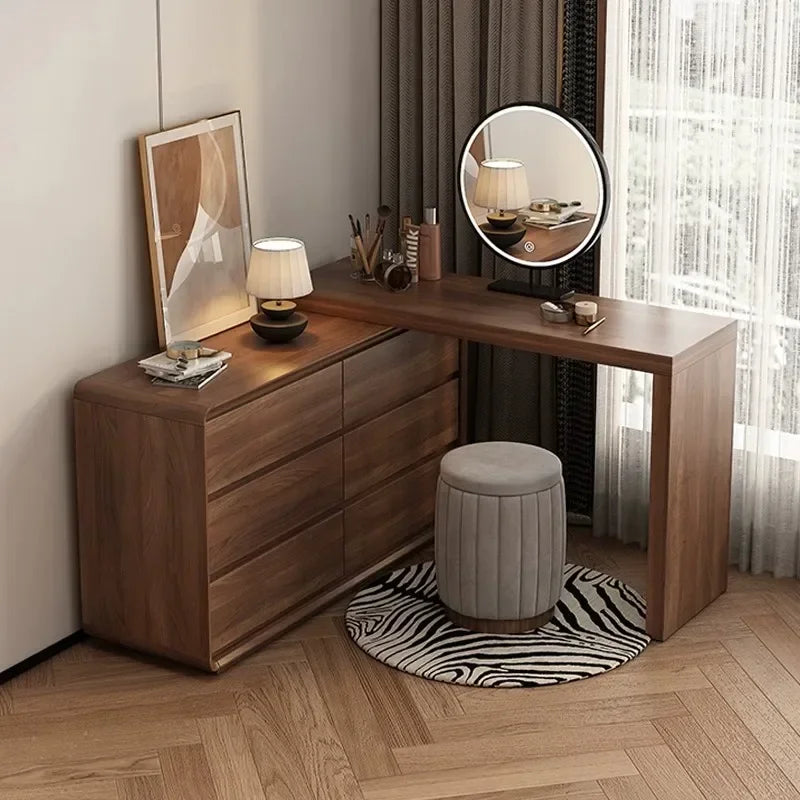 Desk Organizer Bedroom Dressing Table Mirror Bedside Modern Wood Makeup Table Storage Nordic Vanitys Para Maquillaje Furniture