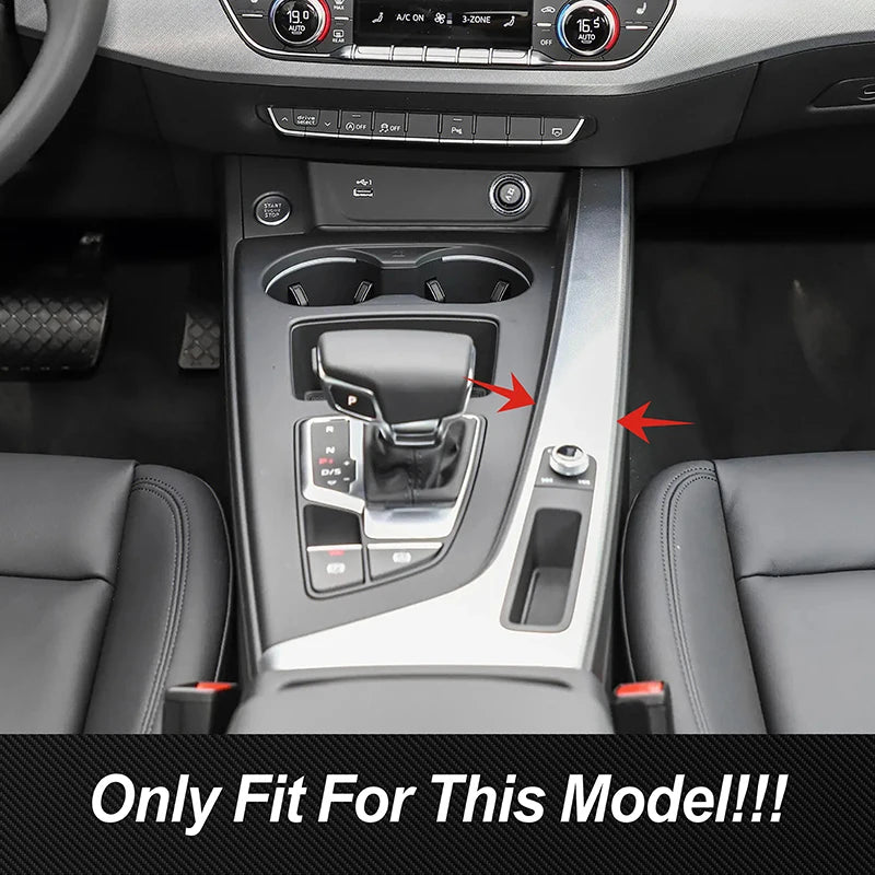 Console Gear Shift Frame Decoration Gearshift Side Sticker Trim For Audi A4 B9 A5 2017-2021 LHD Carbon Pattern Car Accessories