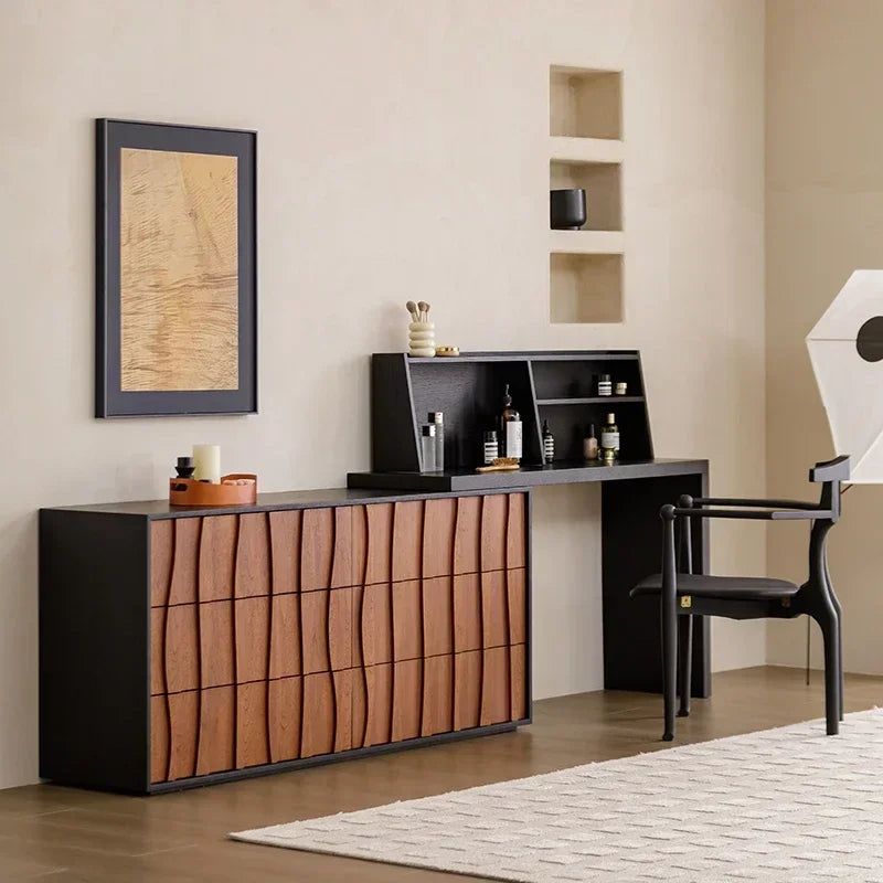 Versatile Folding Large Drawers Vanity Tables Storage Black Storage Unique Cabinet Dressers Makeup Luxury House Furniture Home