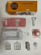 Pink Vegetable Chopper, Multifunctional Fruit Slicer, Manual Food Grater, Vegetable Slicer, Cutter With Container