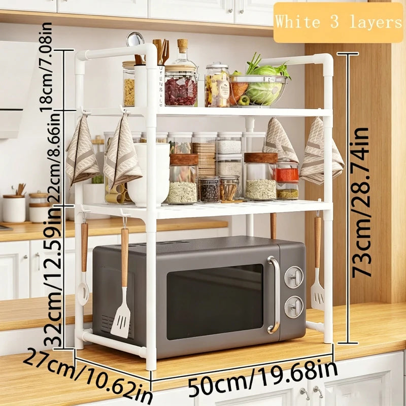 1 Kitchen Microwave Storage Rack, Saving Storage Area for Kitchen Countertops, Utensil Storage Shelves, and Kitchen Accessories