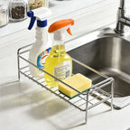 Stainless Steel Kitchen Sink Storage Rack Waterproof Anti-rust Cosmetic Storage Stand Non-Slip Save Space Dishcloth Organizer