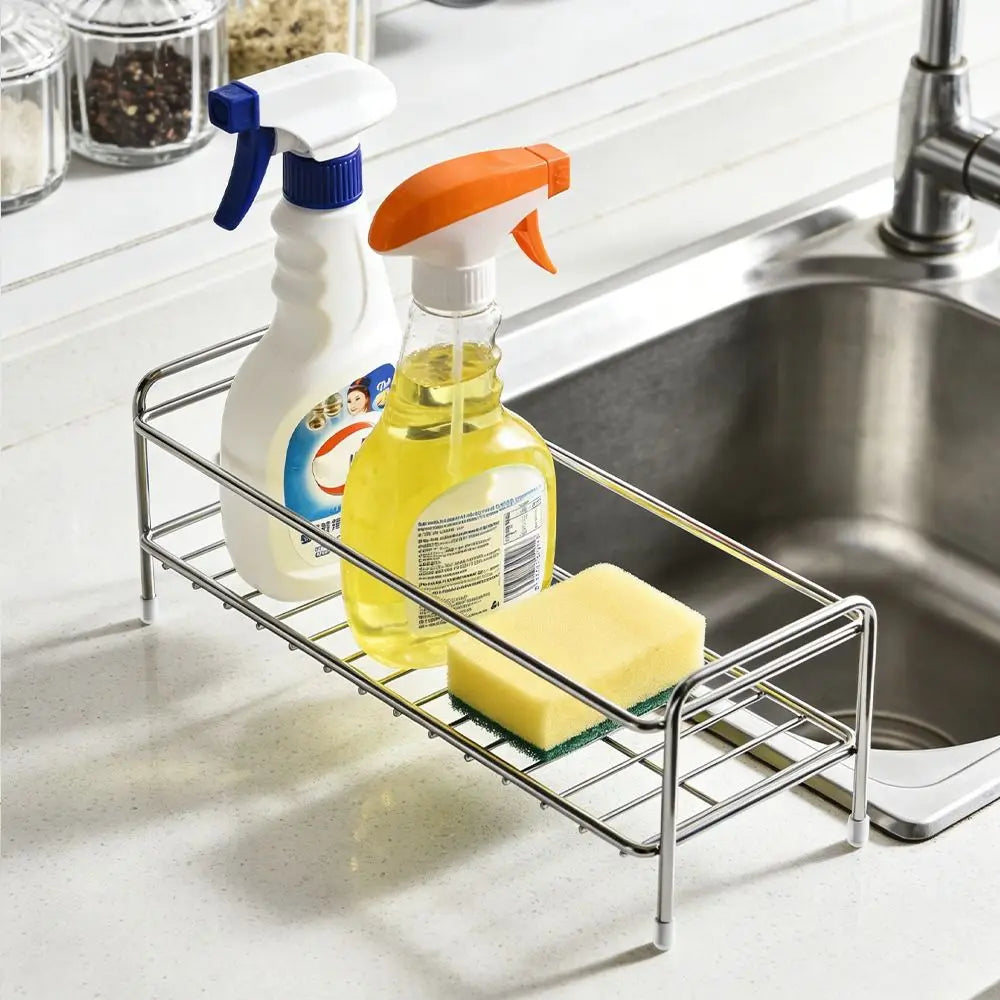 Stainless Steel Kitchen Sink Storage Rack Waterproof Anti-rust Cosmetic Storage Stand Non-Slip Save Space Dishcloth Organizer