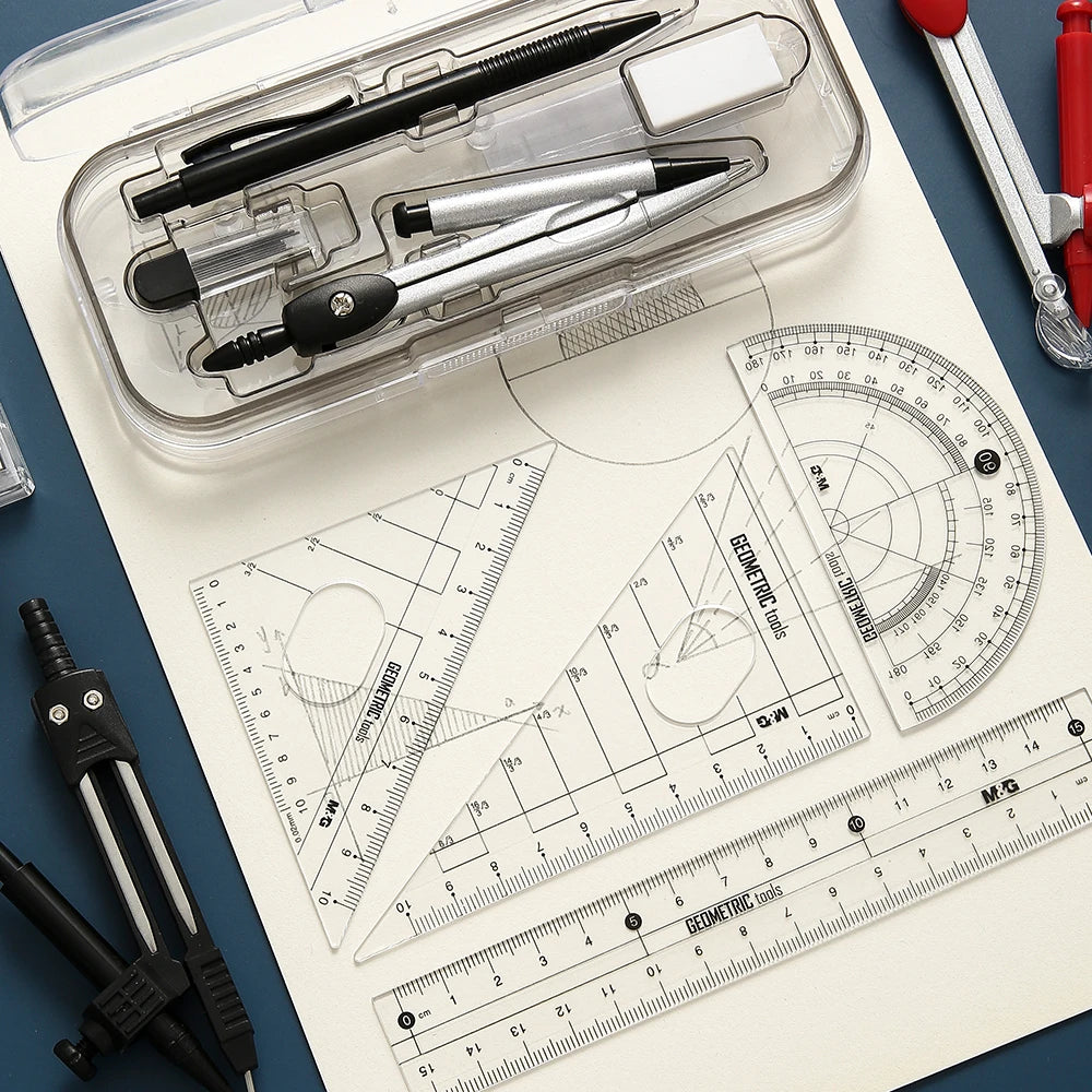 M&G 8-Piece Compass & Ruler Set – Multifunctional Drawing Tools
