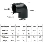1PC 20~63mm Dark Grey UPVC Pipe Connector Straight Elbow Tee Garden Irrigation DIY Accessories Aquarium Water Tank Supply Joints