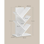 VASAGLE Tree Bookshelf, 5-Tier Floor Standing Bookcase, Space-Saving Corner Shelf, with Wooden Shelves for Bedroom, Living Room
