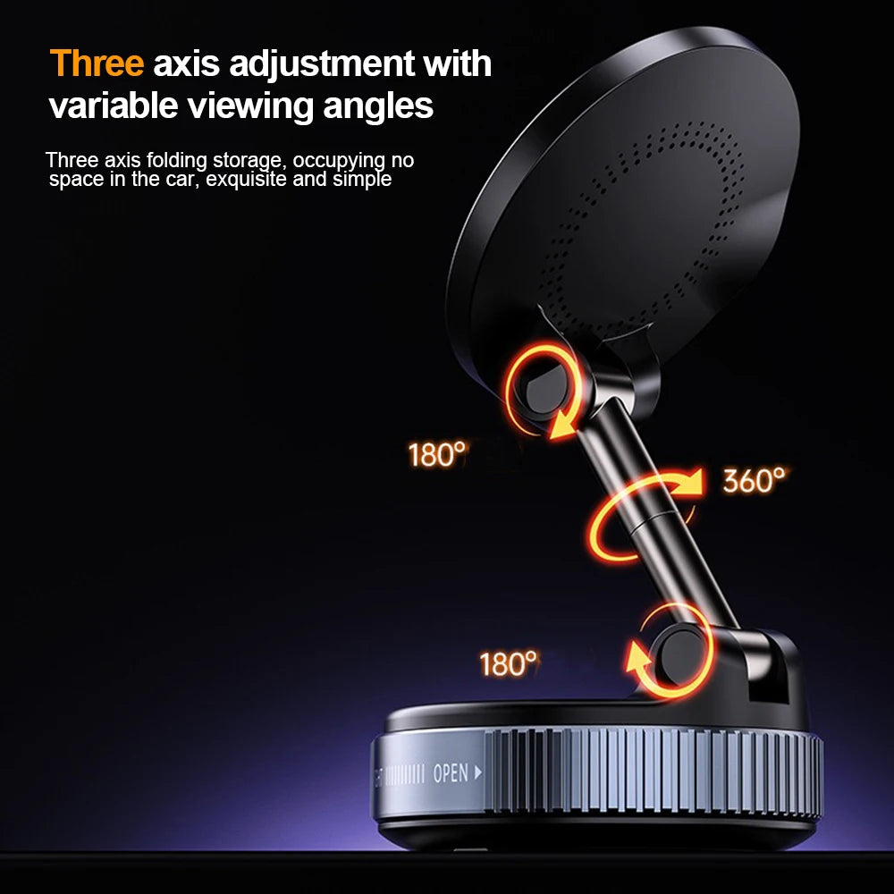 Magnetic Car Phone Holder 360° Degree Rotation Foldable Phone Mount Suction Cup Car Navigation Phone Holder Anti-Shake Bracket