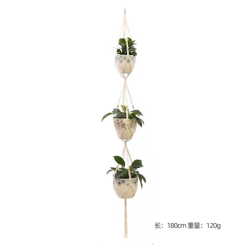 Hanging Plant Handmade Macrame Plant Hanger Flower Pot Planter Hanger Wall Decor Courtyard Garden Hanging Planter Hanging Basket