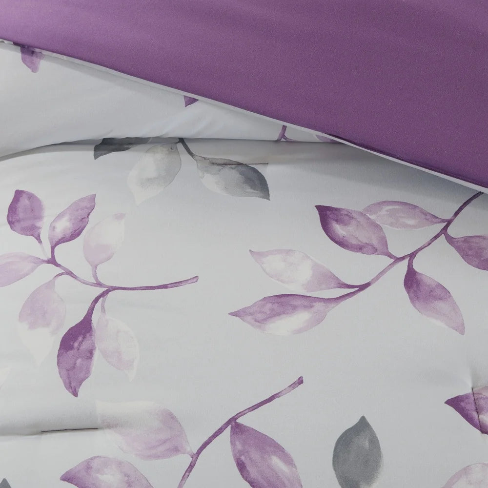 California King 9 Piece Botanical Comforter Set Cotton Bed in A Bag with Bedskirt Floral Design Elegant Shams Decorative Pillow