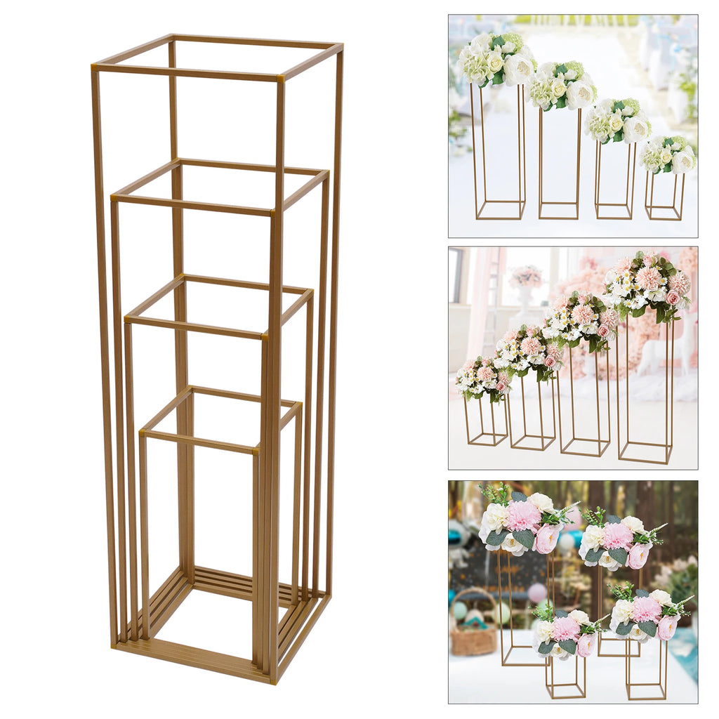 4Pcs Tall Gold Wedding Backdrop Flower Vase Stand Metal Table Centerpieces Decor Floral Arrangement for Party Home Decor