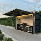 Luxury Customized  Outdoor BBQ Kitchen with Refrigerator Sink Storage Cabinet and Retractable Door House