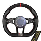 Suede Genuine Leather Car Steering Wheel Cover Braid For Audi R8 (4S) 2015-2019 TT (8S) 2014-2019 TTS 2014-2019 TT RS 2016-2019
