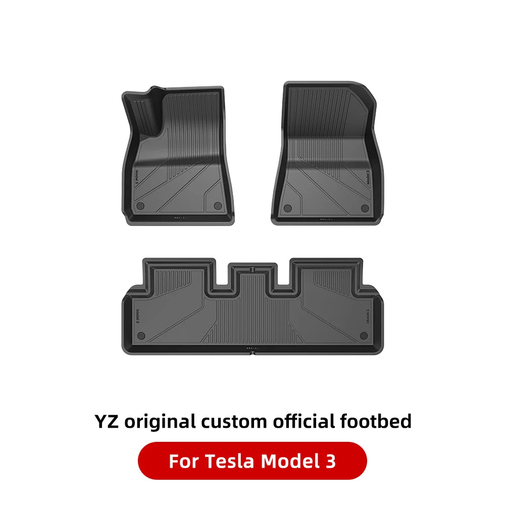 YZ For Tesla Floor Mats Model 3 Y Highland 2021-2024 Car Four Seasons Waterproof Non-slip Floor Mat TPE Special Car Accessories
