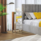 Mirrored Dresser 5 Drawers Modern Chest, Mirrored Chest of Drawers, Glass Dresser for Bedroom, Dressing Room, Living Room,Silver