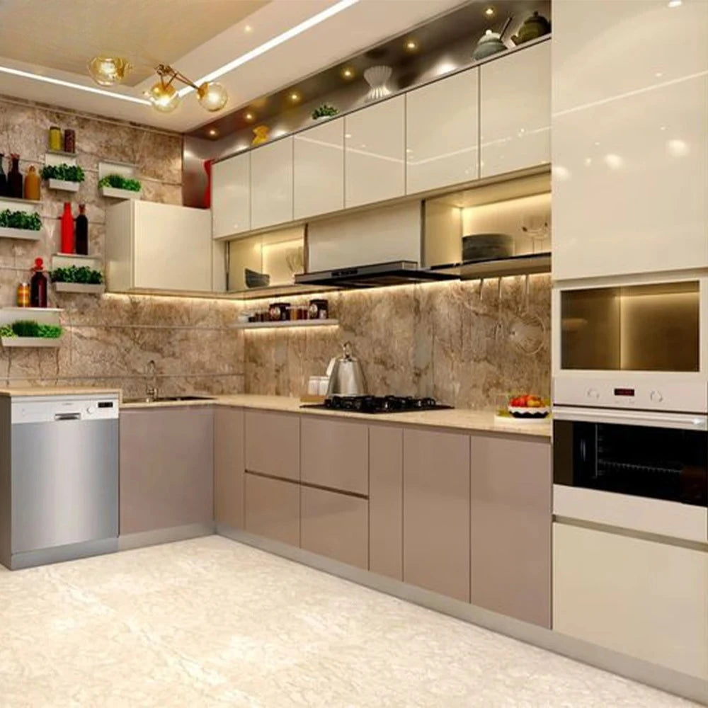 Design Automatic Modern Kitchen Cabinets Kitchen Cupboard with Soft Closing Handle Drawers Modern Cabinet Make in China