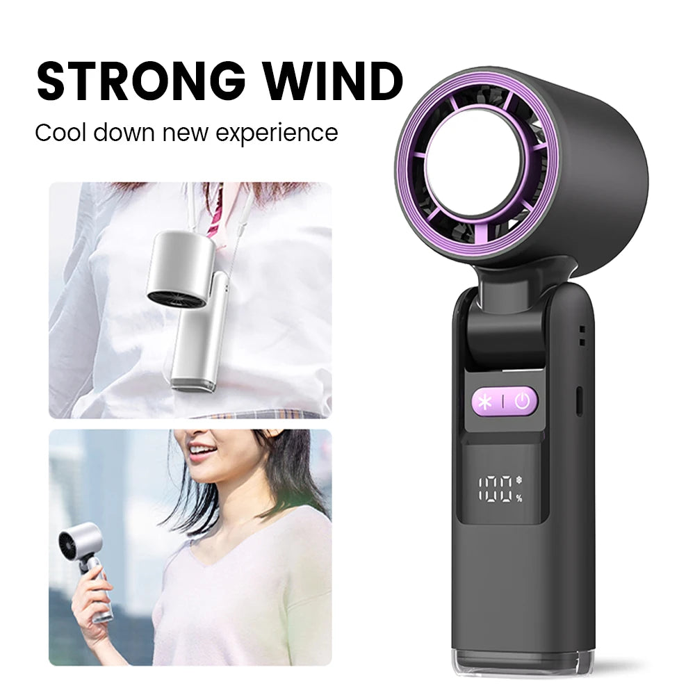4000mAh Portable mini Fan 100 Wind Speeds Instant Cooling with Ice Mode Handheld fan USB Rechargeable electric fans Camping Fan