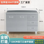 304 Stainless Steel Sideboard Kitchen Multi-door Cabinet Cupboard Dining Room Locke Kitchen Storage Adjustable Shelf Cabinet