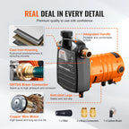 VEVOR Cast Iron Water Transfer Pump 115V AC 1600GPH 1/2HP Portable for Garden, Rain Barrel, Pond, Hot Tub, Aquarium Draining