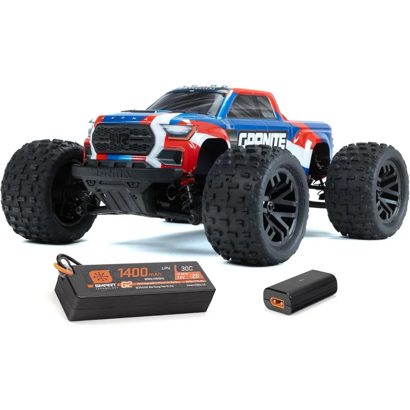 Truck 1/18 Granite GROM MEGA 380 Brushed 4X4 Monster Truck RTR with Battery & Charger, Blue, ARA2102T1