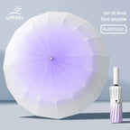 32 Bone Automatic Gradient Color Umbrella for Men Women, Large 3 Fold, Windproof,Waterproof,Sunshade,Sun UV Protection Umbrellas