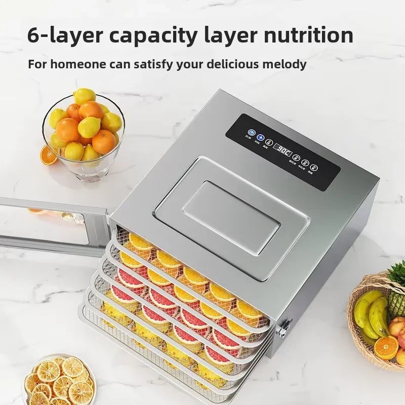 6-Layer Large-Capacity Domestic Food Dehydrator Energy-Saving And Efficient Suitable For Drying Fruits Vegetables And Meat
