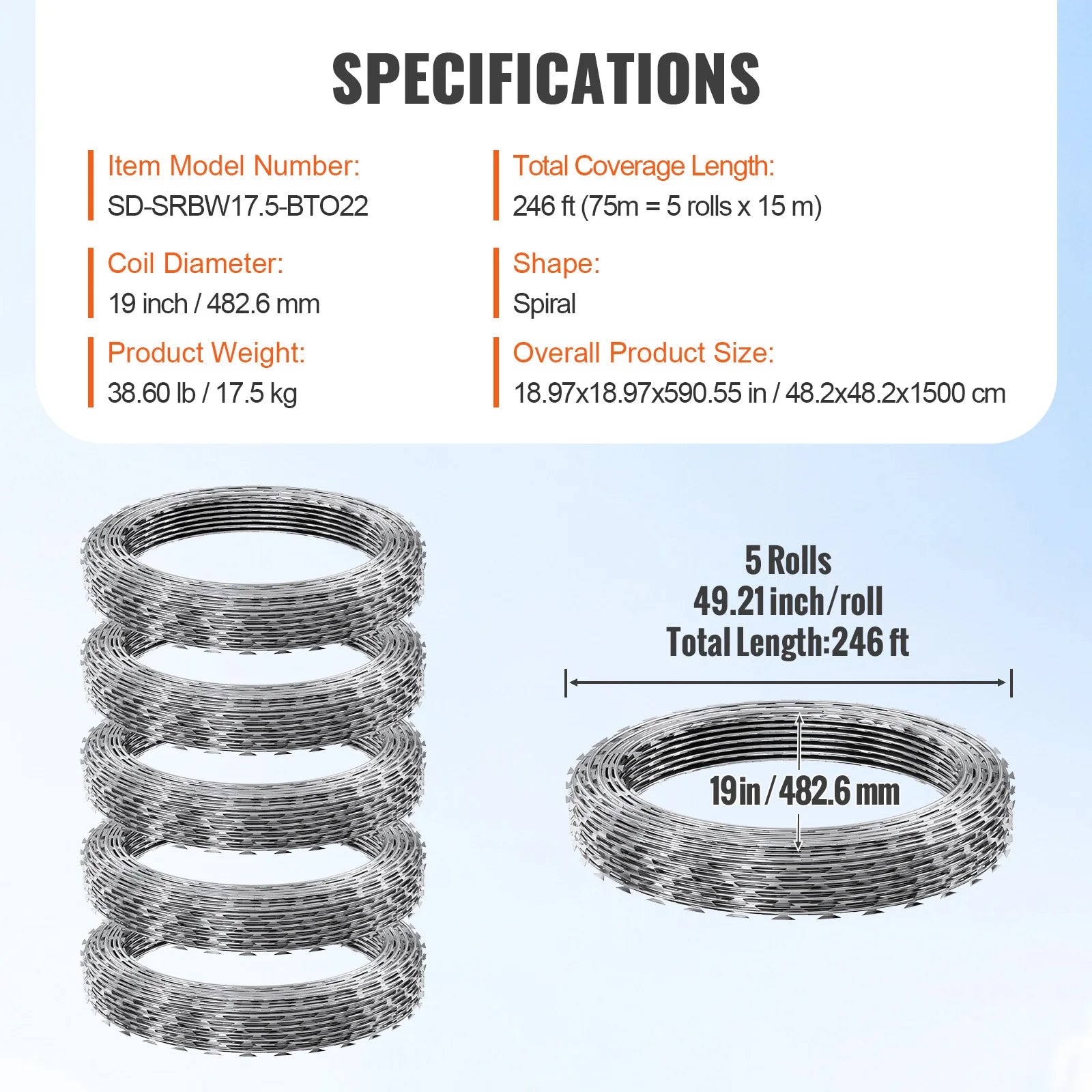 VEVOR Razor Wires  Razor Barbed Wire Razor Wire Fencing Fence Double Spiral Barbed Wire Galvanized Wire Rolls Razor for Garden