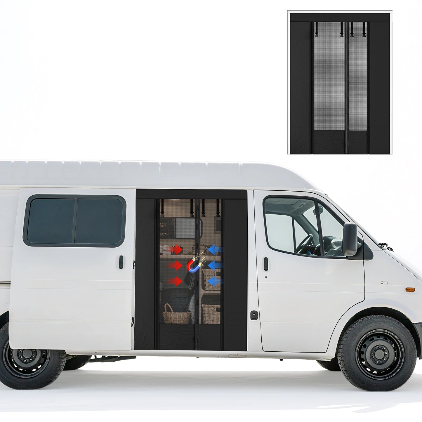 Magnetic Screen Door, Mosquito Net for VW T5 T6 Sliding Door Fly Screen Insect Protection and Sun Protection Side Door Shade Net