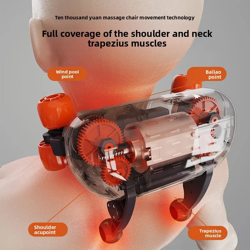 Multi Functional Neck and Shoulder Massager Household Neck and Back Kneading Tool with Multiple Adjustable Hot Compress Massage