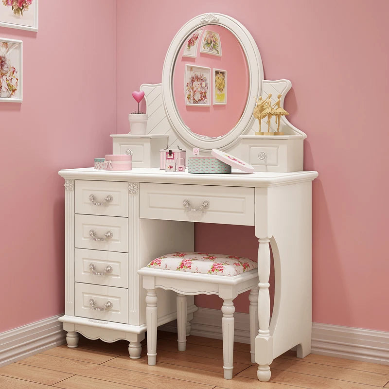 Vanity Stool Dressing Table Essentials Luxury Kawaii White Dressing Table Storage Organizer Mesa Maquillaje Home Furniture