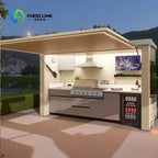 Customized Outdoor Kitchen Island with Granite Countertop Stainless Steel Cabinet for Patio Backyard Entertainment