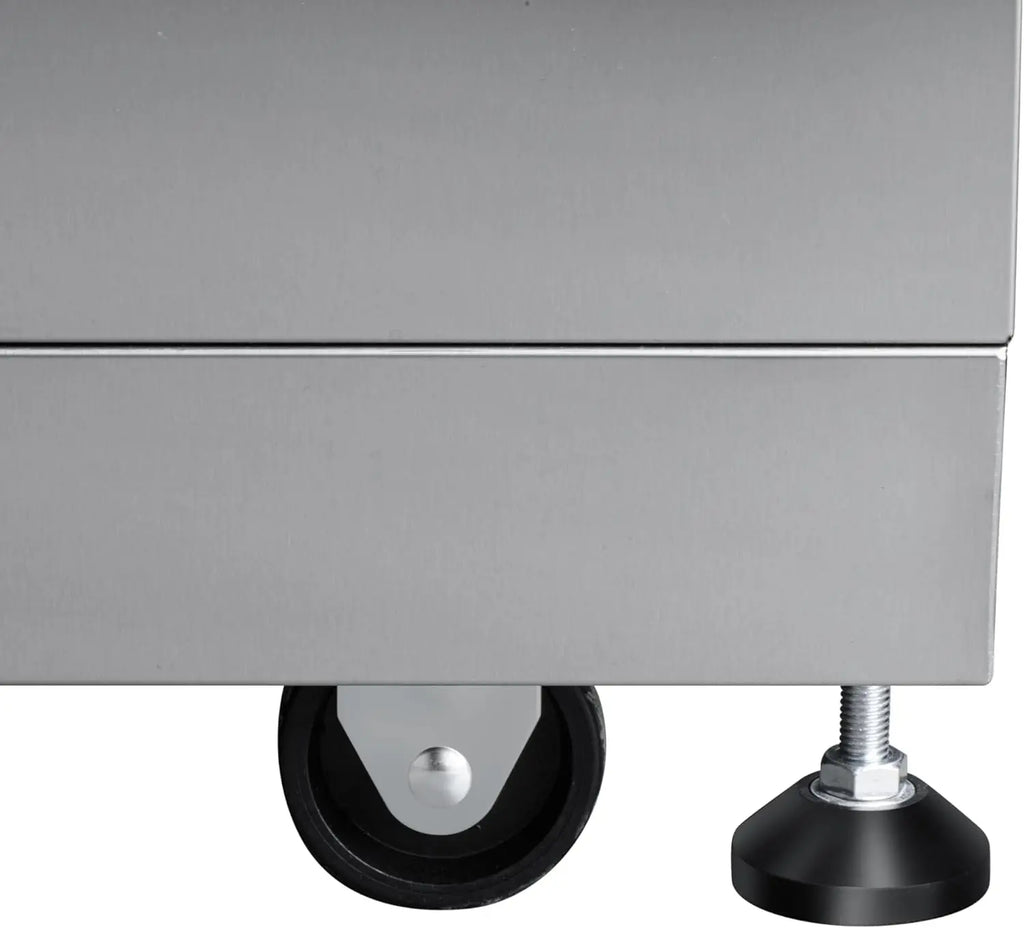 New Outdoor Kitchen Cabinet Stainless Steel Single Door Double Drawer Storage Cabinet with Wheels Camping Garden Party