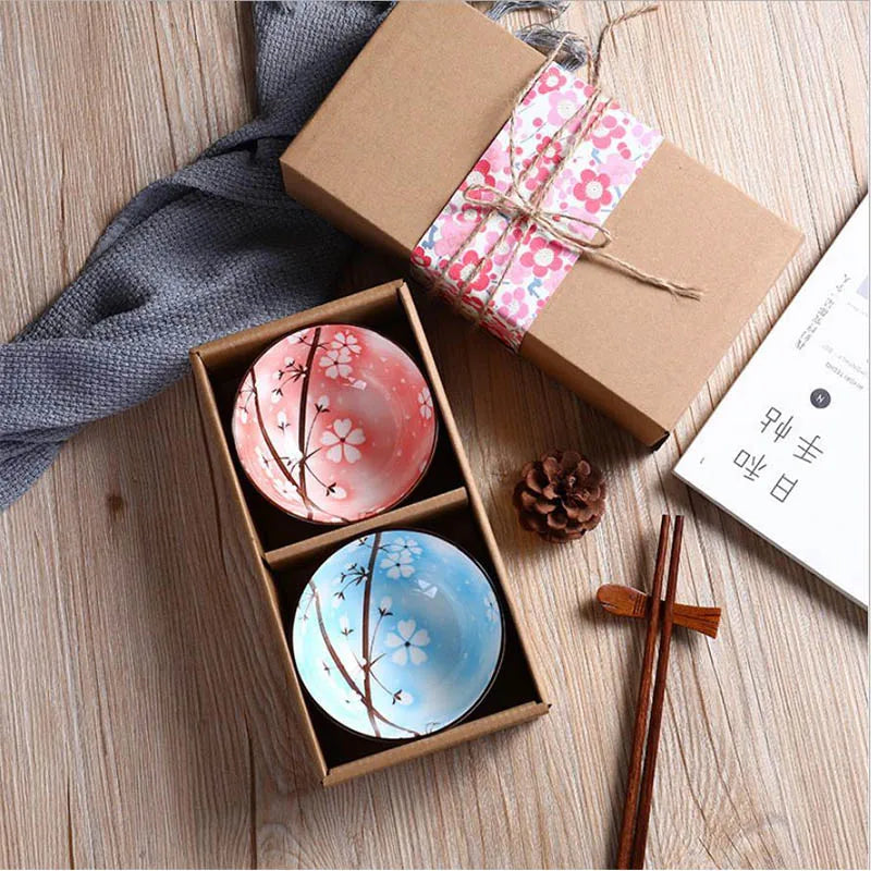 Japanese Colour Kitchen Utensils Porcelain Ceramic Bowl With Box Tableware Set