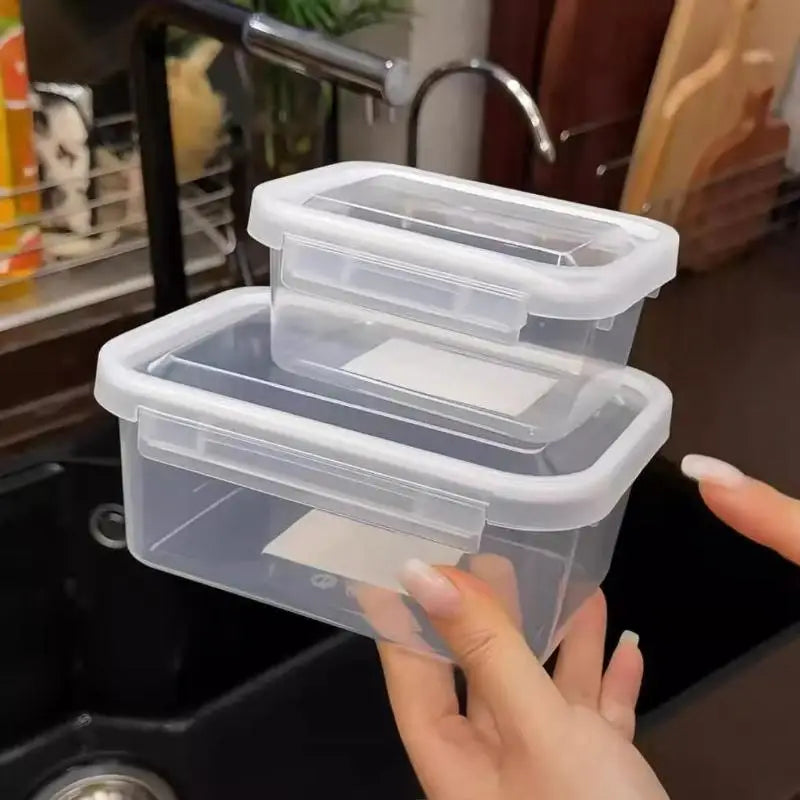 Kitchen Refrigerator Sealed Rectangular Refrigerator Storage Box With Lid Plastic Crisper Microwave-heated Lunch Box Storage Box